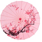 Solparaply/ parasol - pink med flora